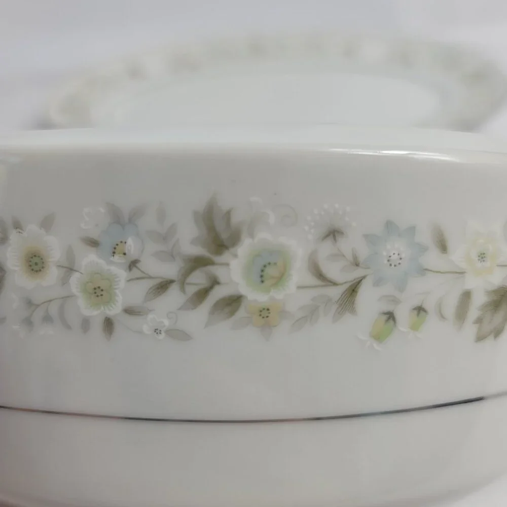Imperial China Wild Flower Gravy Boat With Underplate Green Blue & White Flowers